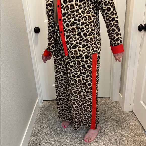 unknown Other - Leopard Print Pajama Set with Red Accents or can wear out to eat
